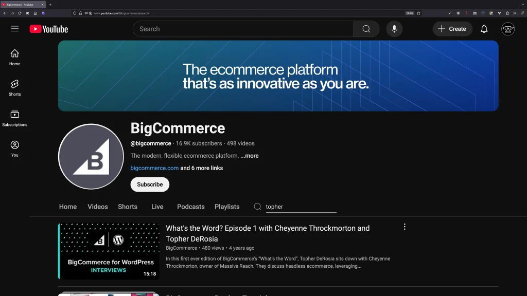 BigCommerce playlist on YouTube